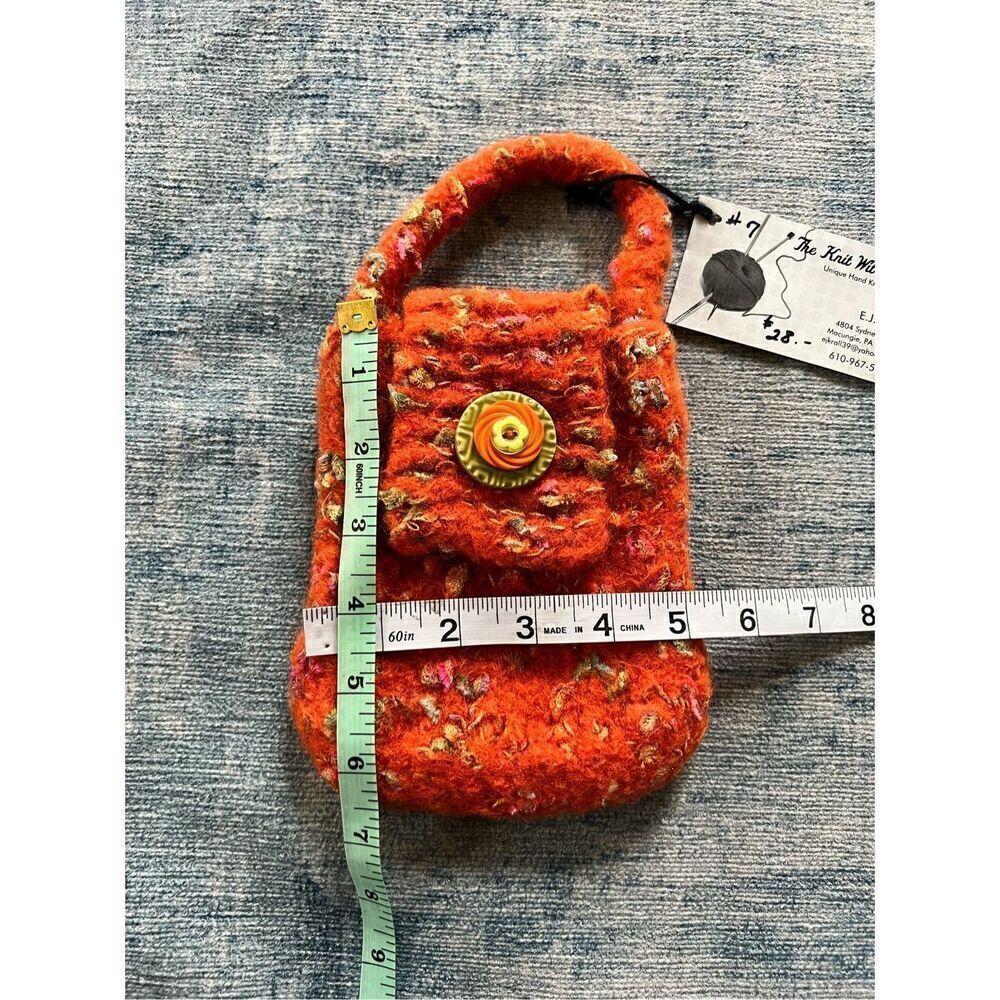 Handmade Orange Multi Color Knit Handbag - Picture 6 of 6